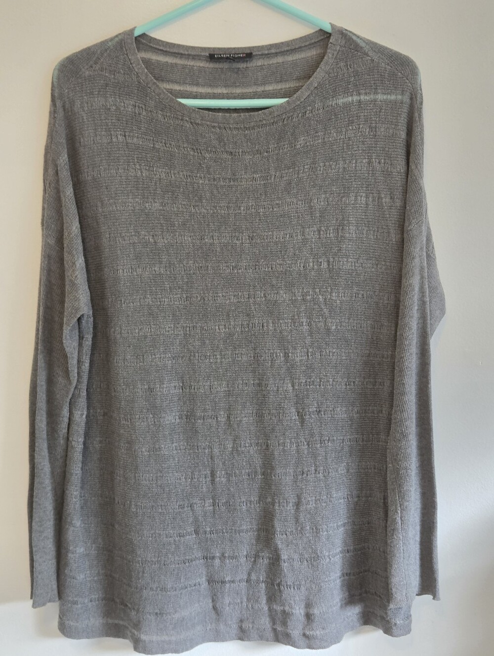 Eileen Fisher Light Gray Textured Crewneck Sweater
